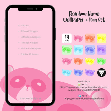 Rainbow Kuma Wallpaper + Icon Set